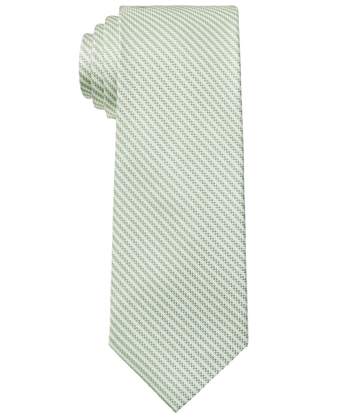 Tommy Hilfiger Men's Slim Oxford Fine Stripe Tie Green Necktie