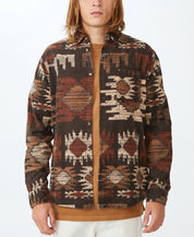 Cotton On Mens Camden Long Sleeve Button Down Shirt Chocolate Tribal Brown 2XL