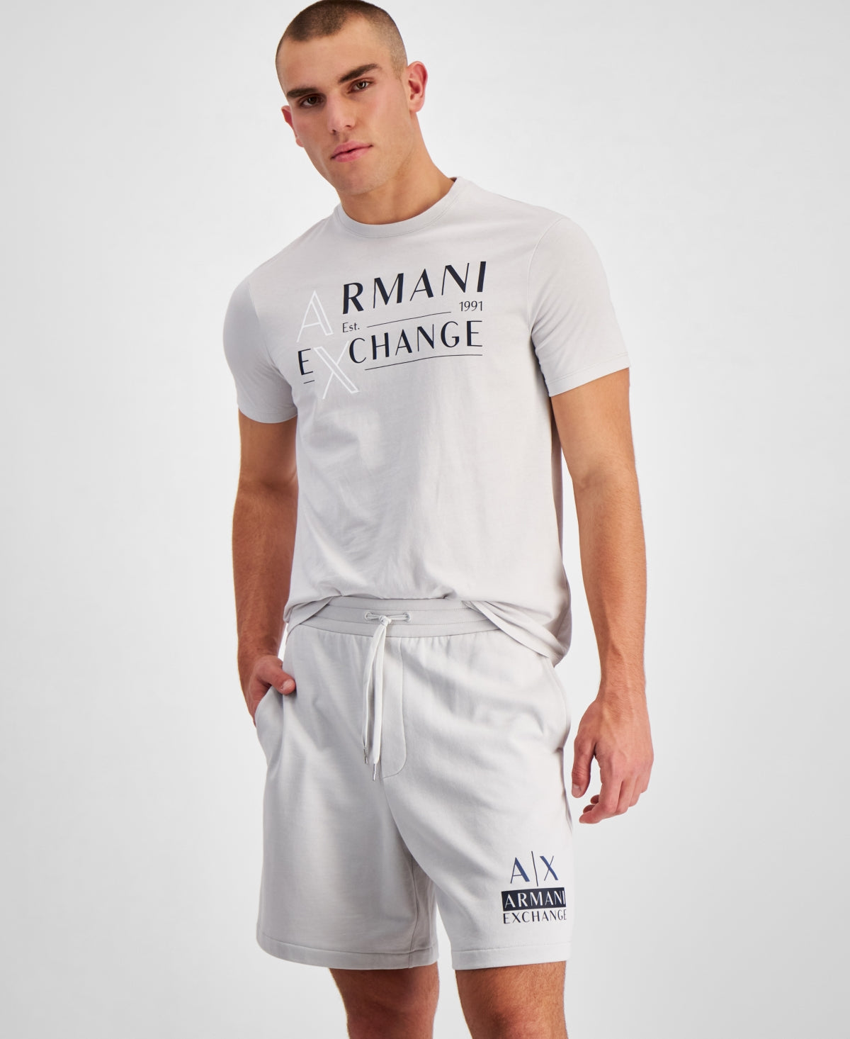 AX Armani Exchange Men's Double Ax Logo Print Fleece Shorts XXL