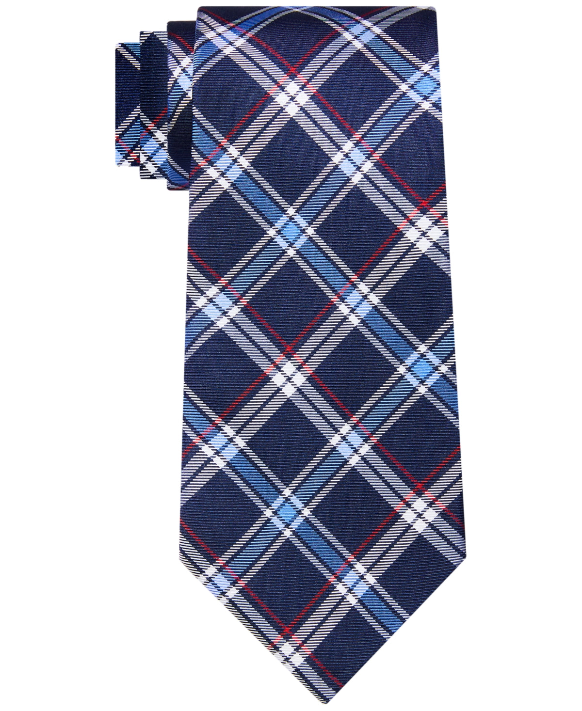 Tommy Hilfiger Men's Chicago Classic Plaid Tie Navy Blue