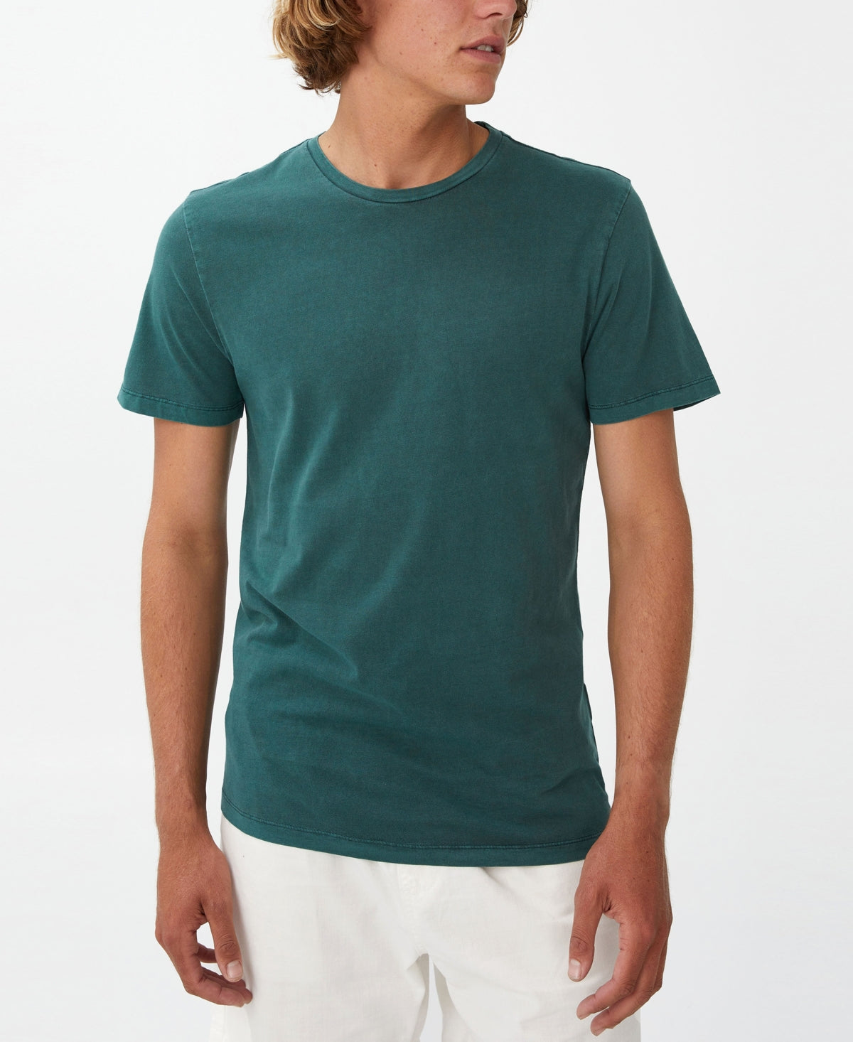 Cotton:On Mens Regular fit Short Sleeve T-Shirt Shirt Medium Green Solid