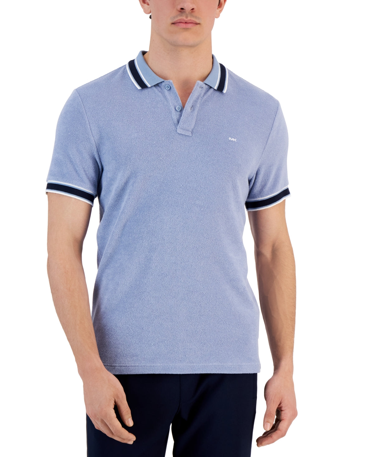 Michael Kors Mens Terry Short Sleeve Polo Shirt Blue XL