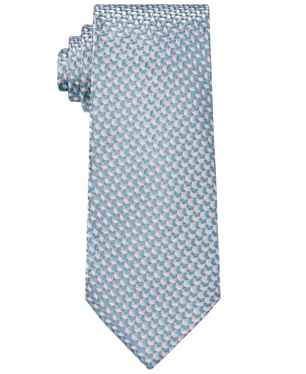 Michael Kors Mens Tie Necktie One Size Aqua Blue Geometric