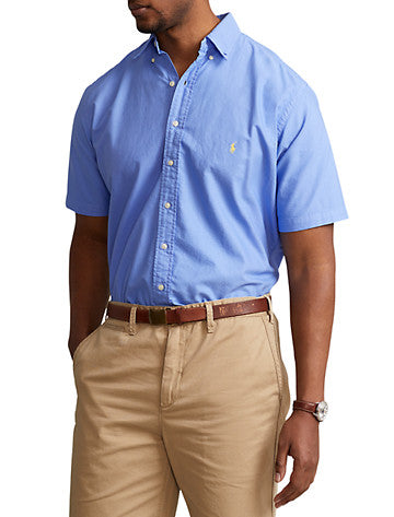 Polo Ralph Lauren Mens Classic fit Short Sleeve Button-Up Shirt 3XLT Blue Solid