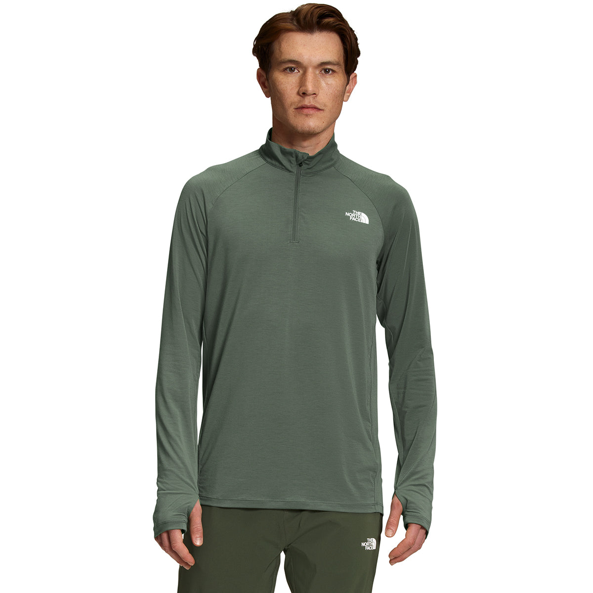 North Face Men's Wander Quarter-Zip Performance Lightweight T Shirt Green Large