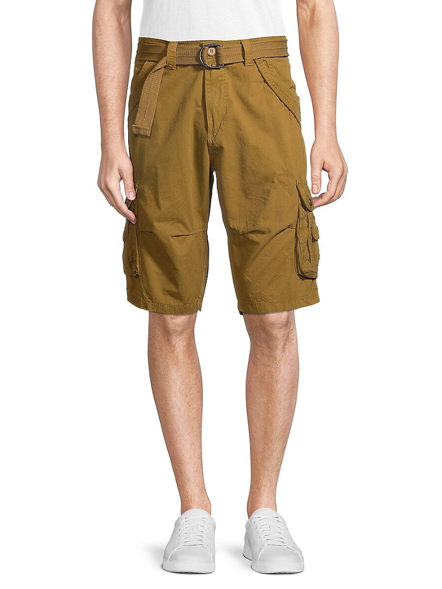 X RAY Men's Belted Twill Tape Cargo Shorts Brown 38