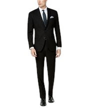 Kenneth Cole Mens Slim fit 2 Piece Suit 46 R / 40 Waist Black Solid Stretch