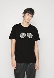 Michael Kors CHECKER AVIATOR Print T Shirt XXL 2XL Black
