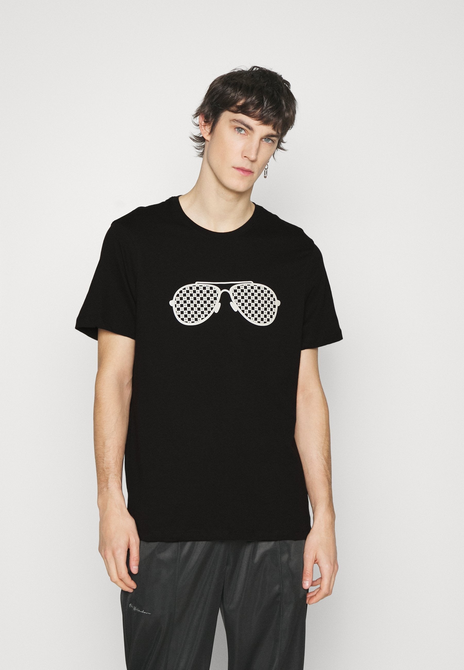 Michael Kors CHECKER AVIATOR Print T Shirt XXL 2XL Black