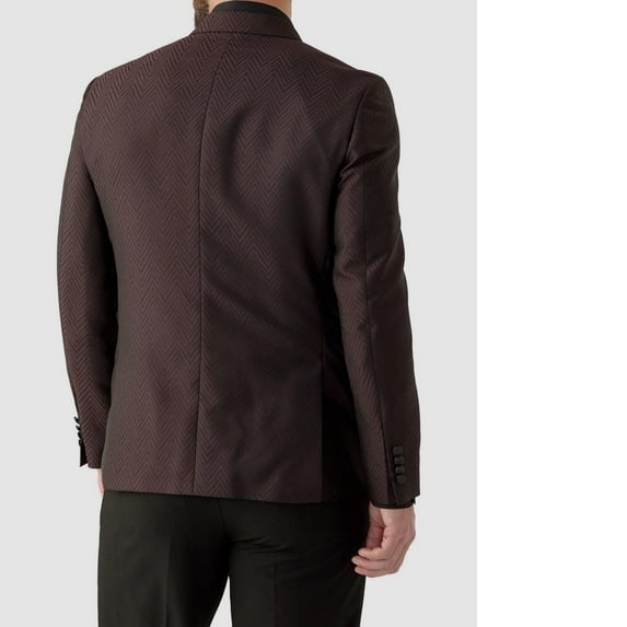 Karl Lagerfeld Mens Modern fit Sport Coat Blazer 40 L Burgundy Red Herringbone