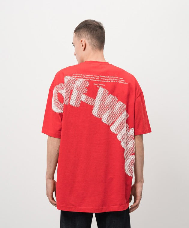 Off-White Mens Red Short Sleeve Logo T Shirt with 3D print Size XXL