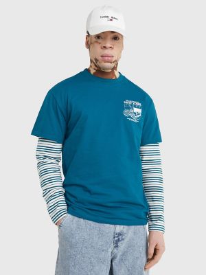 Tommy Hilfiger Mens Tommy Jeans Short Sleeve Crewneck T Shirt Petrol Blue Medium