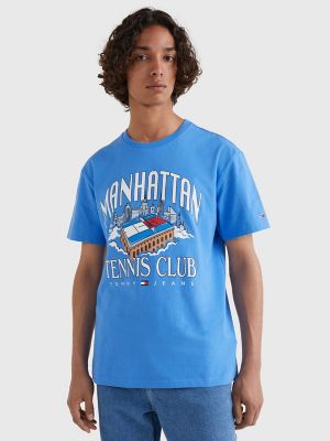 Tommy Hilfiger Men's Tommy Jeans Ts Shirt Tennis Club Blue Large