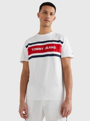 Tommy Hilfiger Mens Tommy Jeans Branded Short Sleeve Crewneck T ShirtWhite XXL