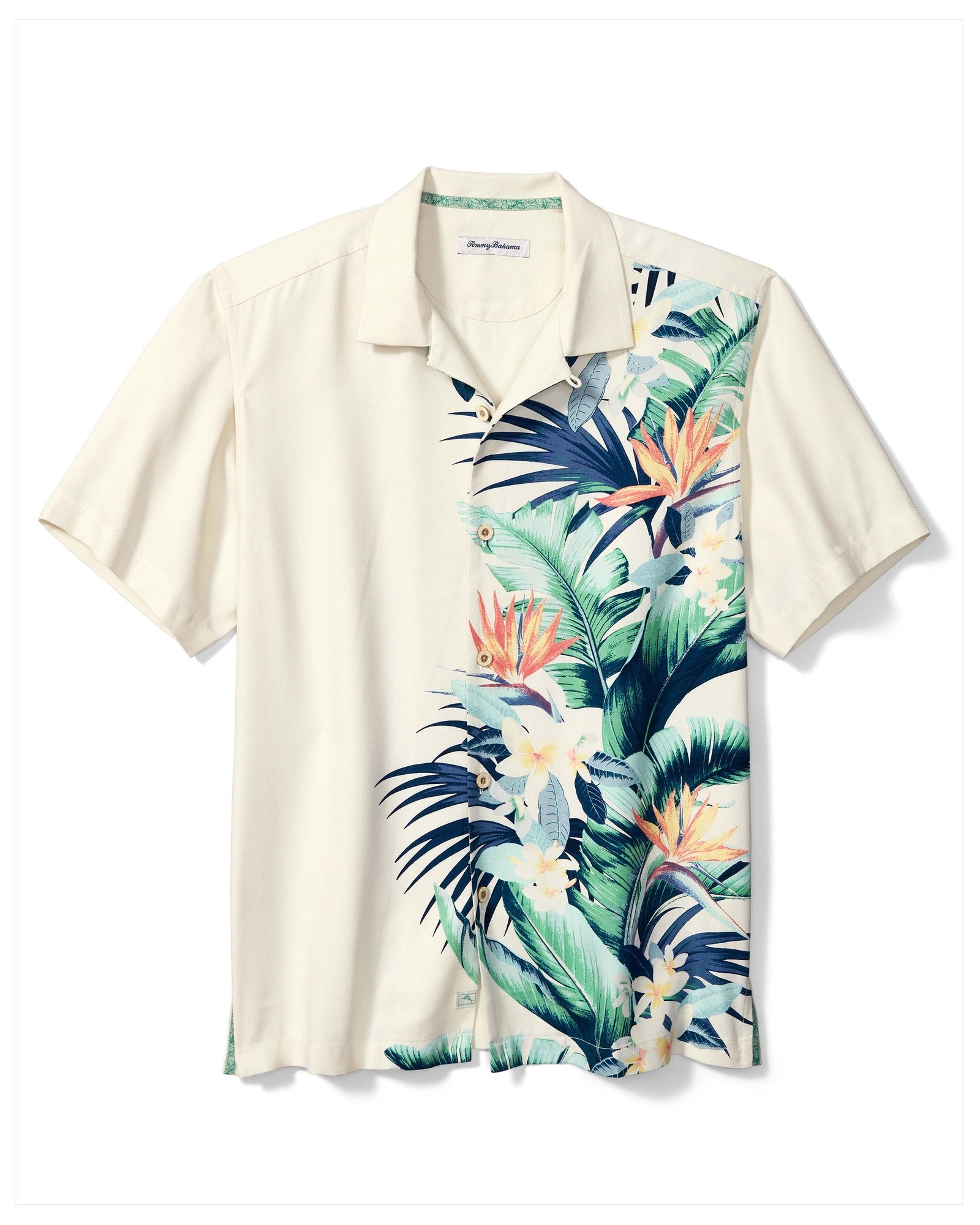 Tommy Bahama Men's Paradise Graphic Short Sleeve Button Down Shirt Beige Large