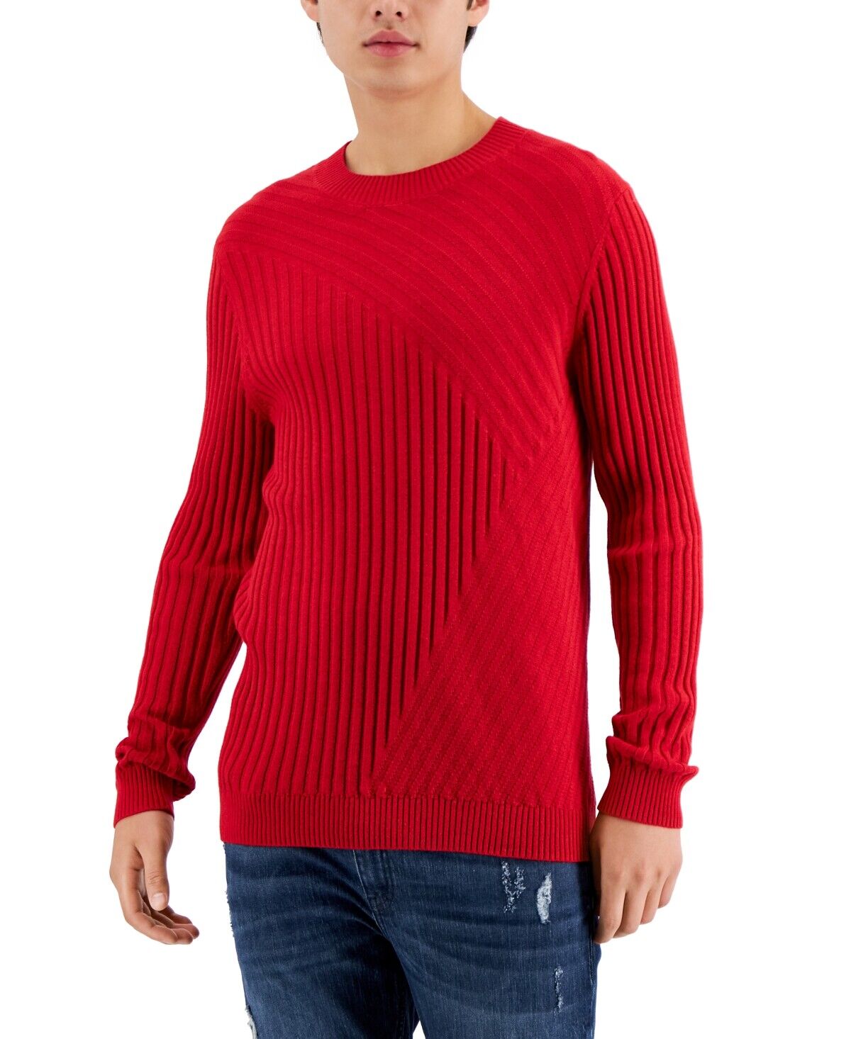 INC International Concepts Mens Tucker Crewneck Sweater Ruby Red Medium