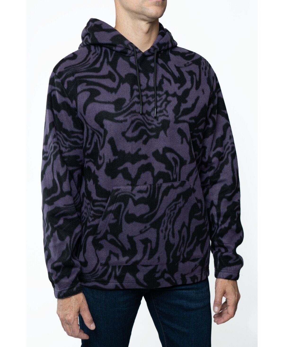 Lazer Men's Polar Fleece Pullover Hoodie Sweatshirt Purple Swirl Large