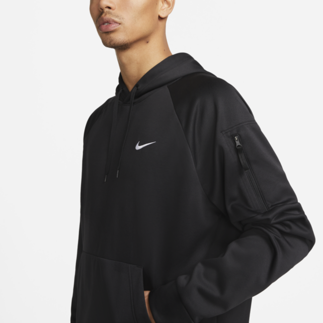 Nike Men's Therma-FIT Long-Sleeve Hoodie Sweatshirt Black White Medium
