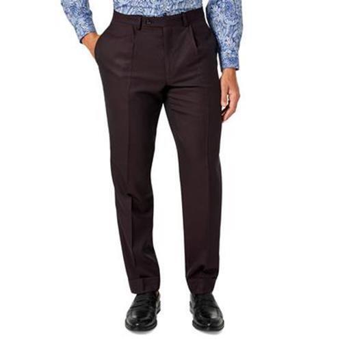 Tallia Mens Classic-Fit Wool Suit Pants Burgundy 36 x 32