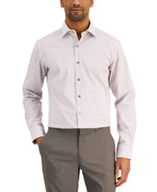 Alfani Slim Fit 2-Way Stretch Performance Stripe Dress Shirt Berry 16-16.5/34-35