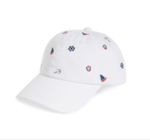 Club Room Mens Nautical Embroidered Baseball Hat White ONE SIZE