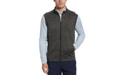 Pga Tour Men Abstract Textured Full-Zip Fleece Golf Vest Caviar Heather Gray 2XL