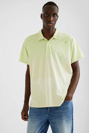 Desigual Men's Polo Shirt Large Green Old Cactus