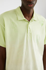 Desigual Men's Polo Shirt Large Green Old Cactus