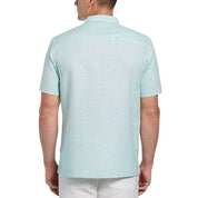 Cubavera Mens Linen Blend Tropical Panel Shirt Green Large
