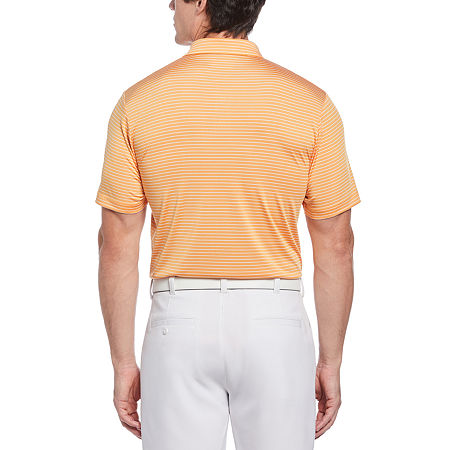 Pga Tour Men's Feeder Stripe Golf Shirt Polo Orange Small