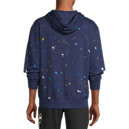 Champion Mens Slim Explorer Quarter Zip Paint Splatter Hoodie Navy Blue 2XL