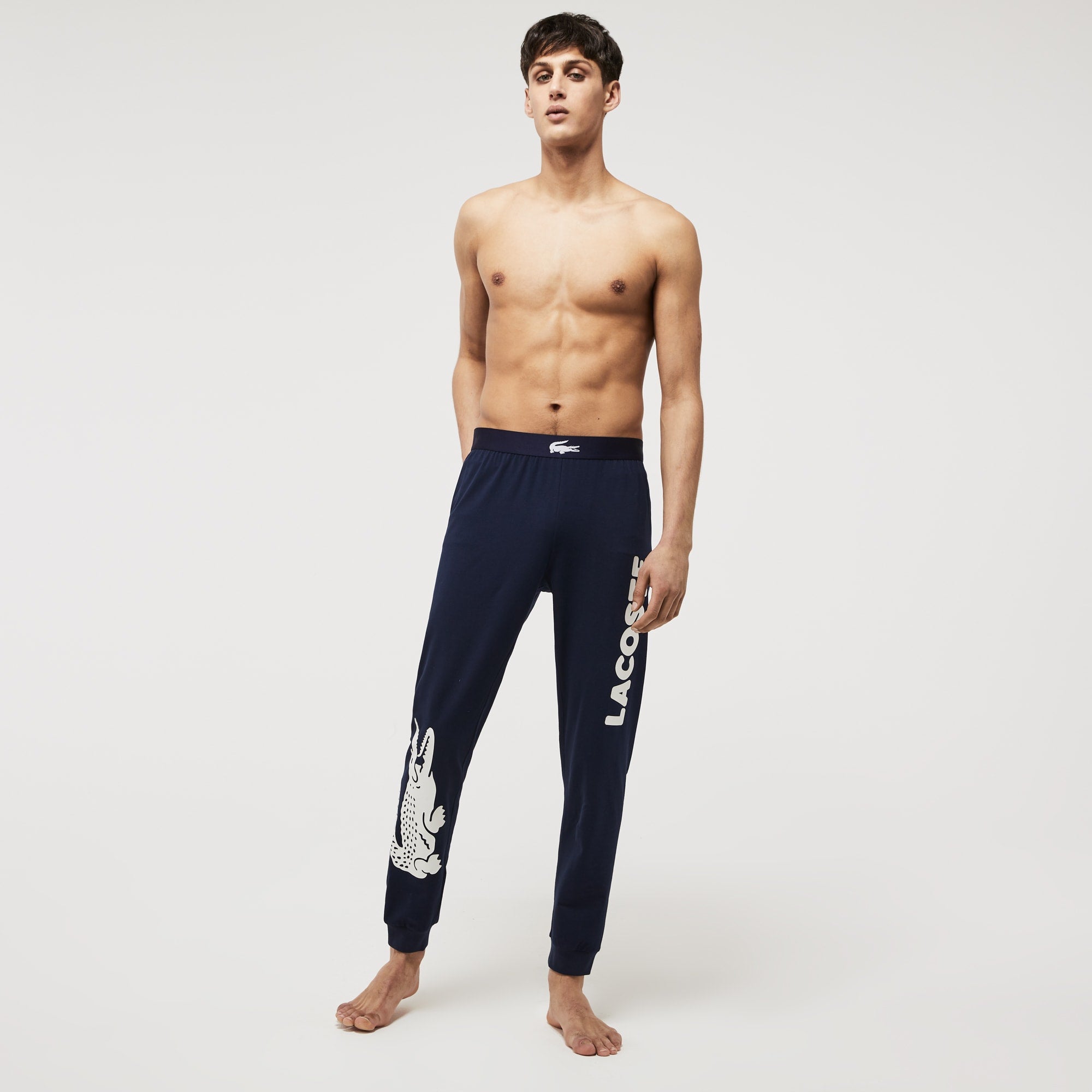 Lacoste Men's Lacoste Print Stretch Pajama Pants Navy Blue XS