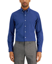 Club Room Mens Ditsy Floral Button Down Dress Shirt Navy Blue XL