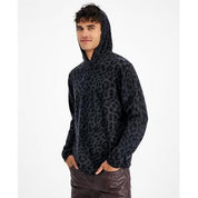 International Concepts Men's Cashmere Cheetah Print Hoodie Sweater Black XS