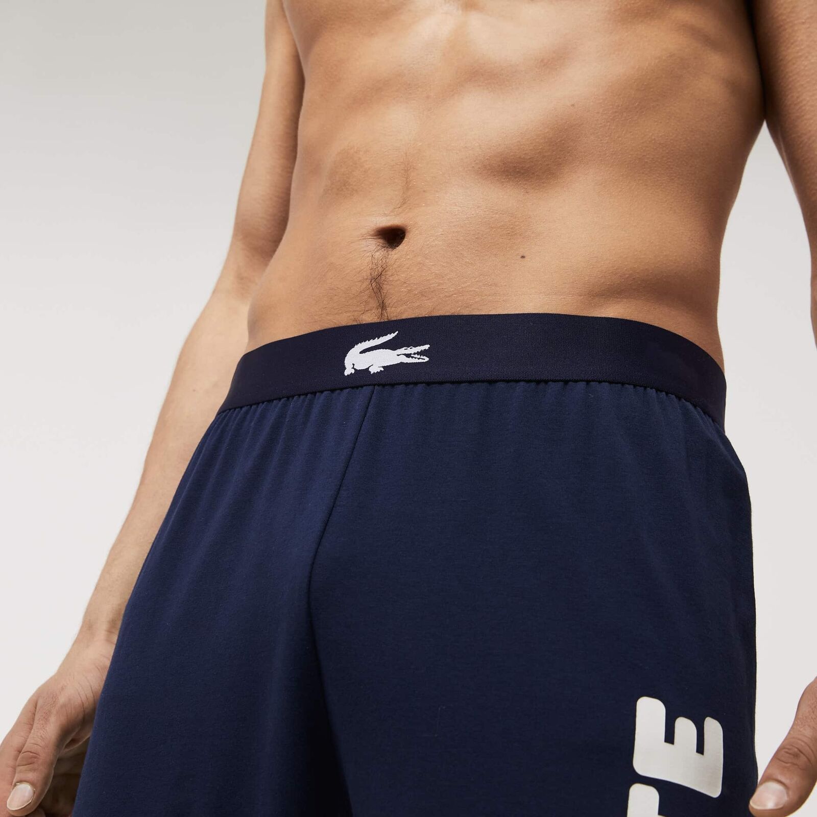 Lacoste Mens Crocodile Print Stretch Pajama Pants Navy Blue Large
