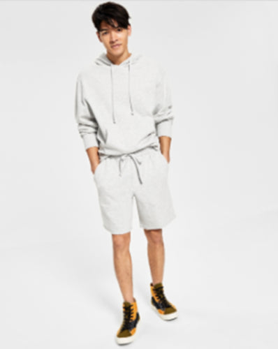 Sun + Stone Mens Garment Dyed Fleece Shorts Heather Grey Large