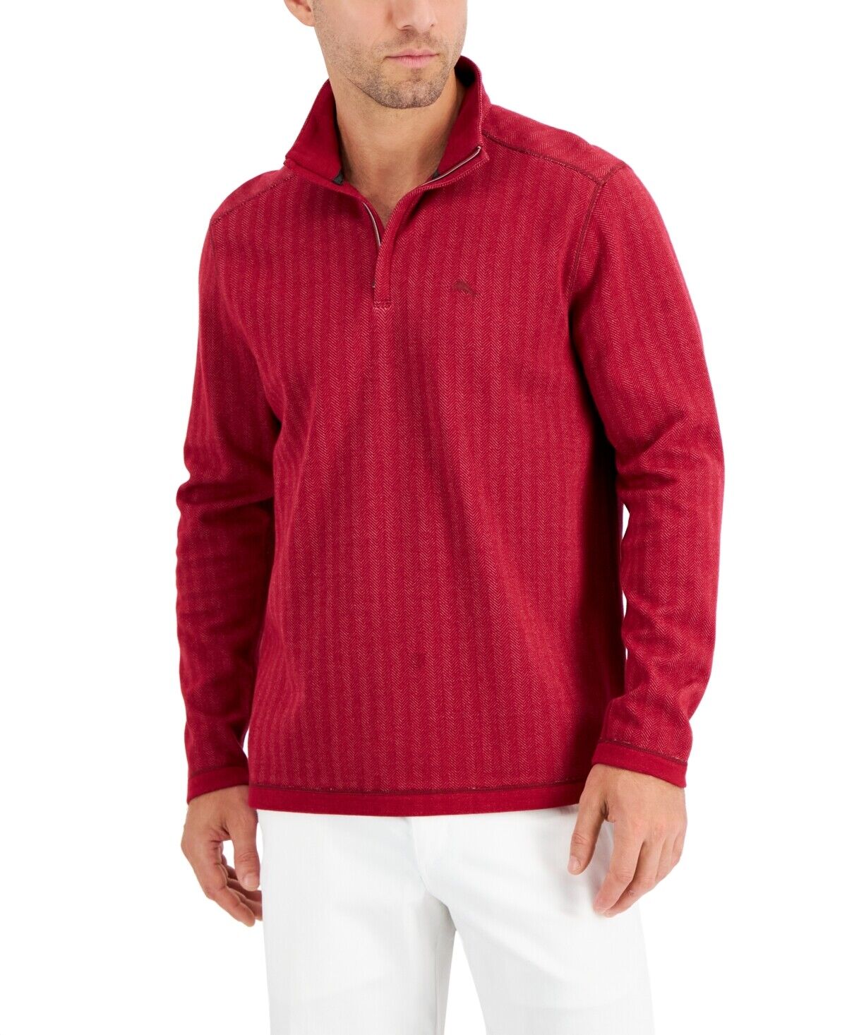 Tommy Bahama Mens Playa Point Half Zip Sweater Sangria Red Small