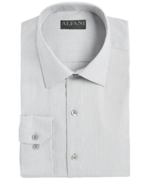 AlfaTech by Alfani Athletic Fit Twill Stretch Dress Shirt Silver 15-15.5/32-33