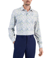 Alfani Mens Button Down Dress Shirt Paisley White Lavender 17 17 12 34 35