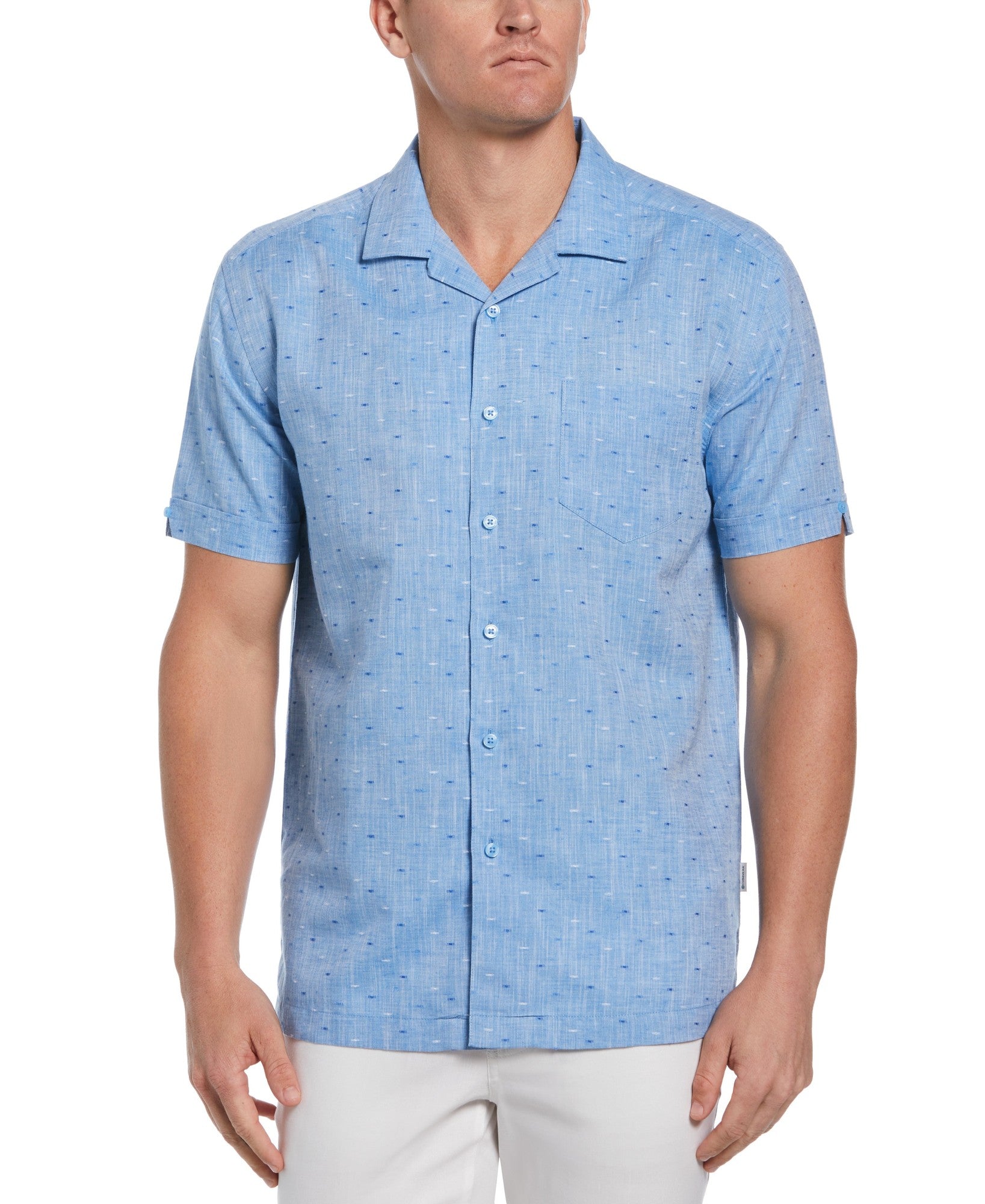 Cubavera Men's Dobby Shirt  Blue Medium