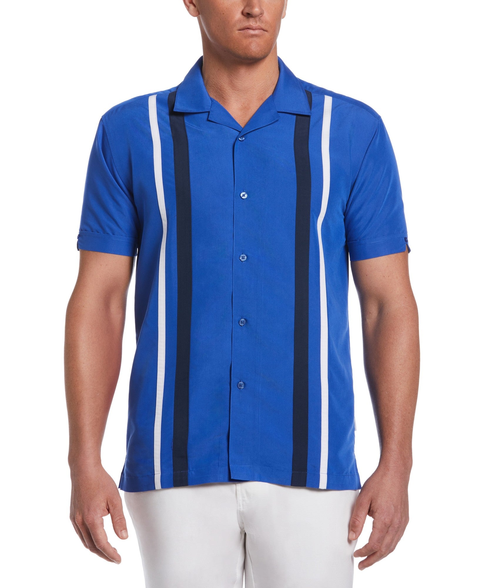 Cubavera Mens Short Sleeve Blue Button down Shirt Medium