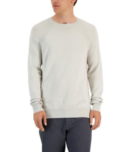 Alfani Mens Ribbed Raglan Crewneck Sweater Moonstruck Light Grey 2XL