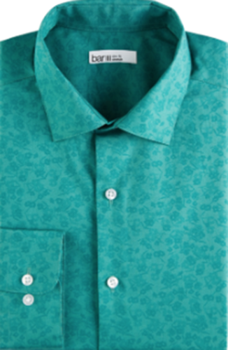 Bar III Mens Slim-Flit Floral Stretch Green Button Down Dress Shirt Small