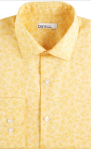 Bar III Men's Slim Flit Floral Yellow Button Down Shirt Small 14-14.5