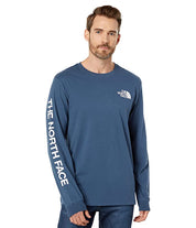 The North Face Mens Cotton Long Sleeve Hit Tee Shirt Shady Blue White XL