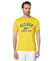 Reebok Workout Ready Poly Graphic Ss Tee (Always Yellow) Mens T Shirt Medium