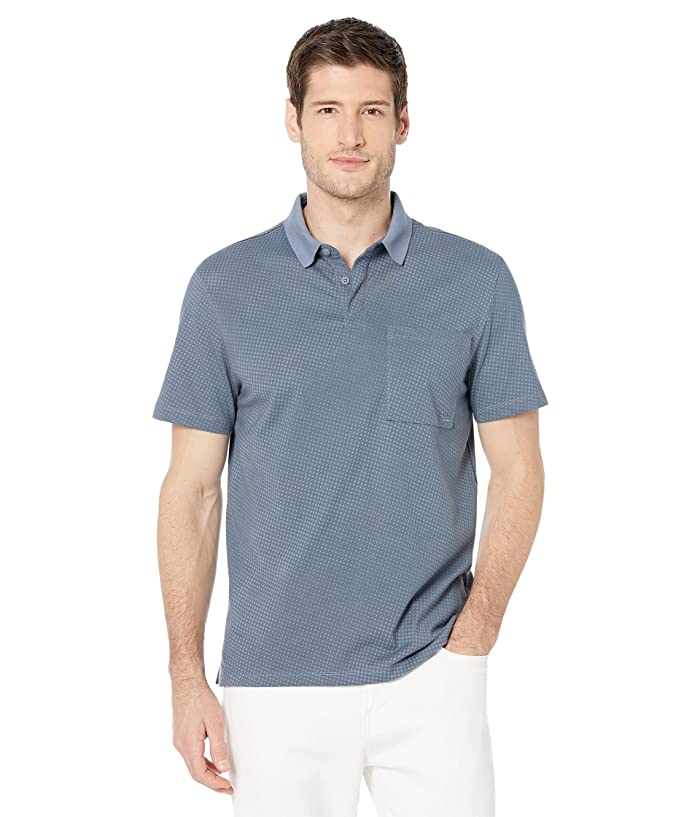 Calvin Klein Men's Dot Print Polo Shirt Medium Flint Stone Blue