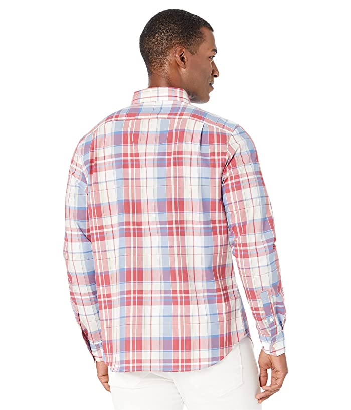 Nautica Mens Classic Fit Plaid Button Down Shirt Pink White Small