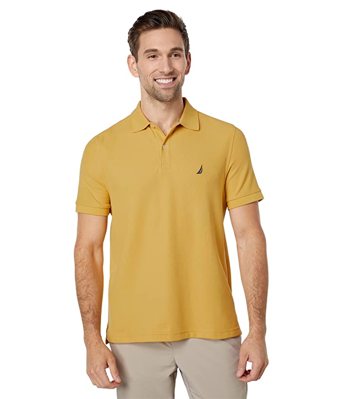 Nautica Mens Sustainably Crafted Short Sleeve Deck Polo Shirt Ochre Beach Medium