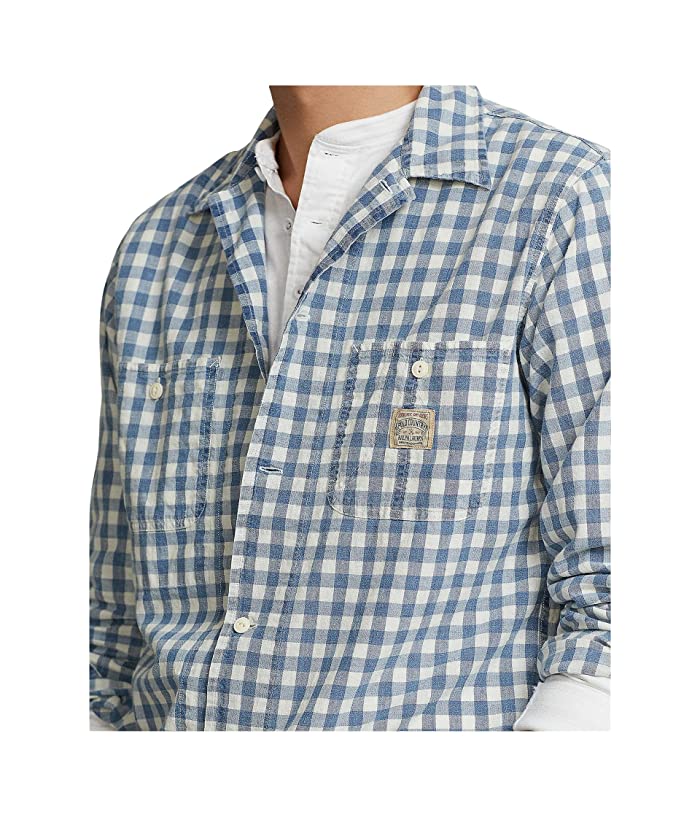 Polo Ralph Lauren Mens Classic Fit Gingham Button Down Workshirt Blue Medium